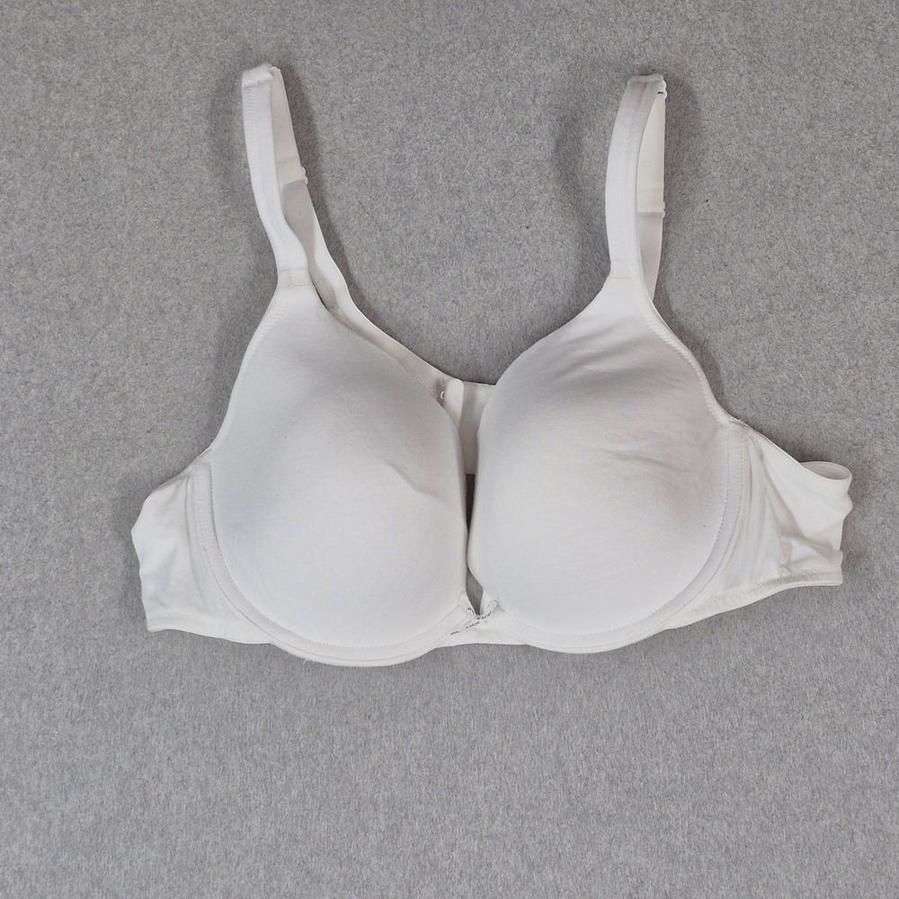 Cacique Women Bra 44B White Boost Plunge T Shirt Underwired Jersey